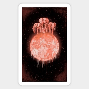 ELEPHANTS ON MOON (VARIANT) CORAL Sticker